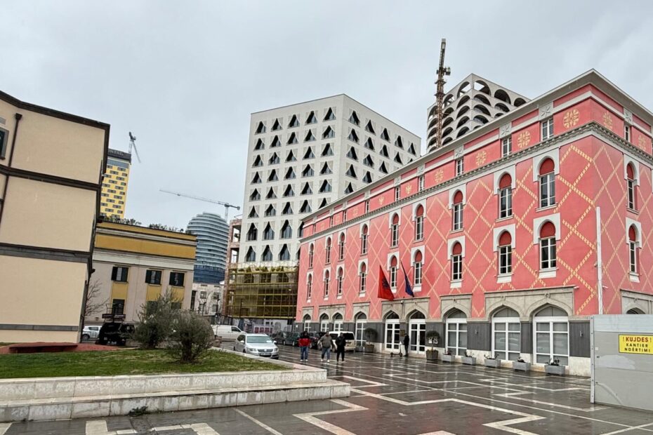 Historic government building in Tirana.